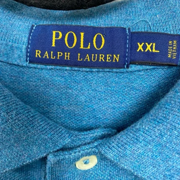 Polo Ralph Lauren XXL Long sleeve Polo Shirt Golf Preppy 2XL Blue Orange Pony - Picture 5 of 5